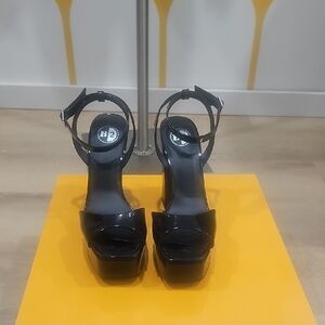 Platform Black Patten Party  Shoes, Festive Size 9